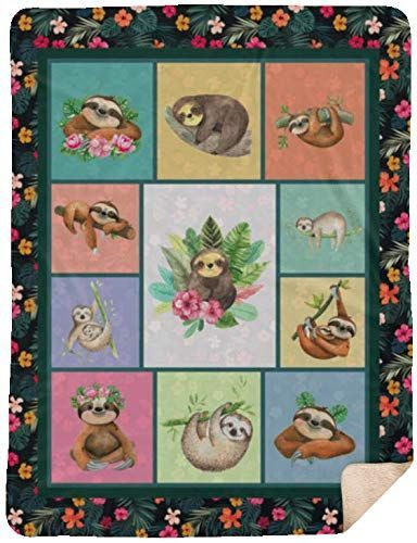 Sloth Sherpa Fleece Blanket