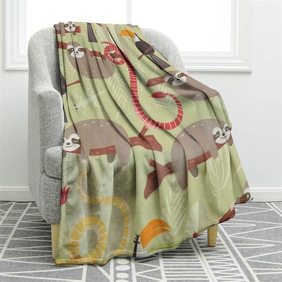 Sloth Sherpa Fleece Blanket