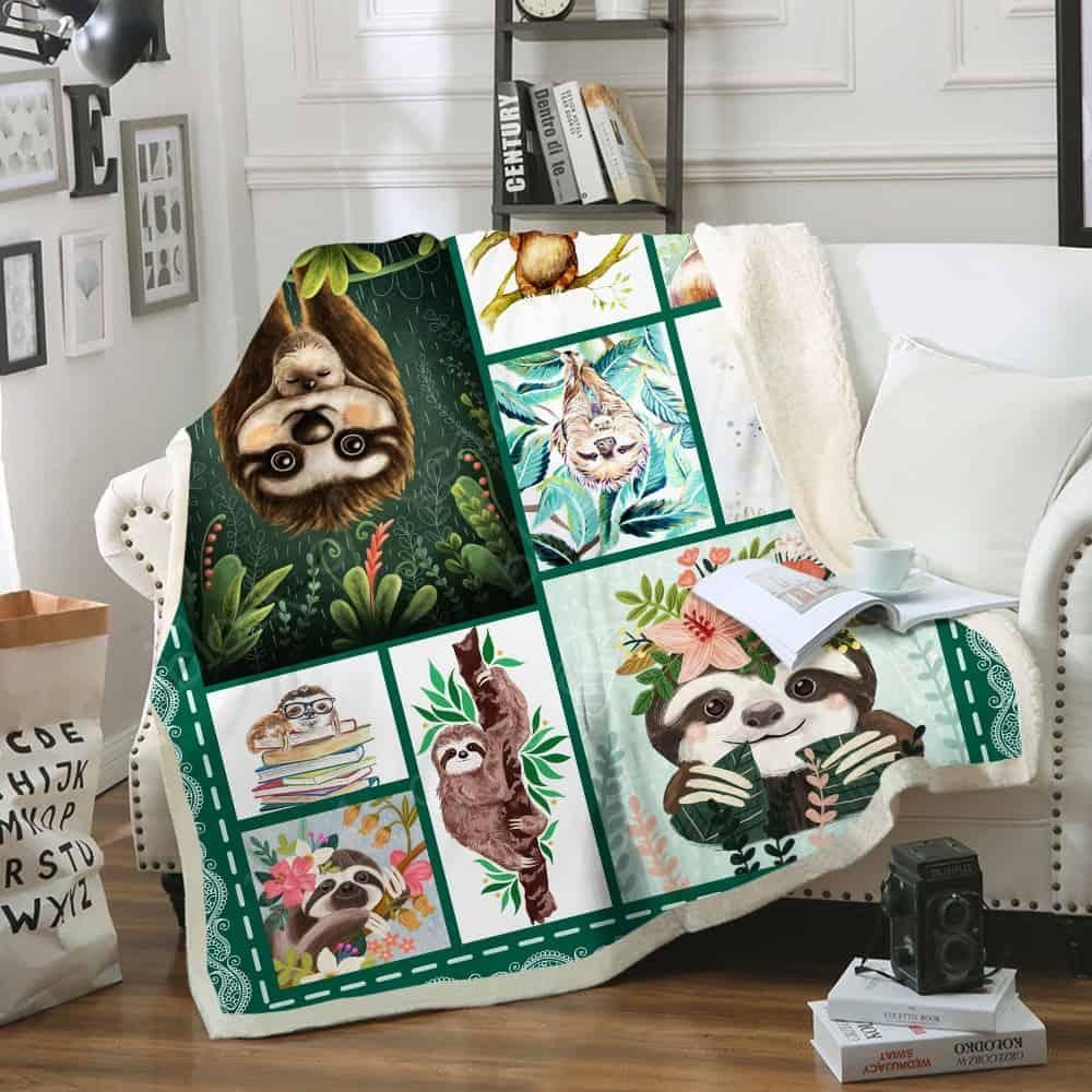Sloth Sherpa Fleece Blanket