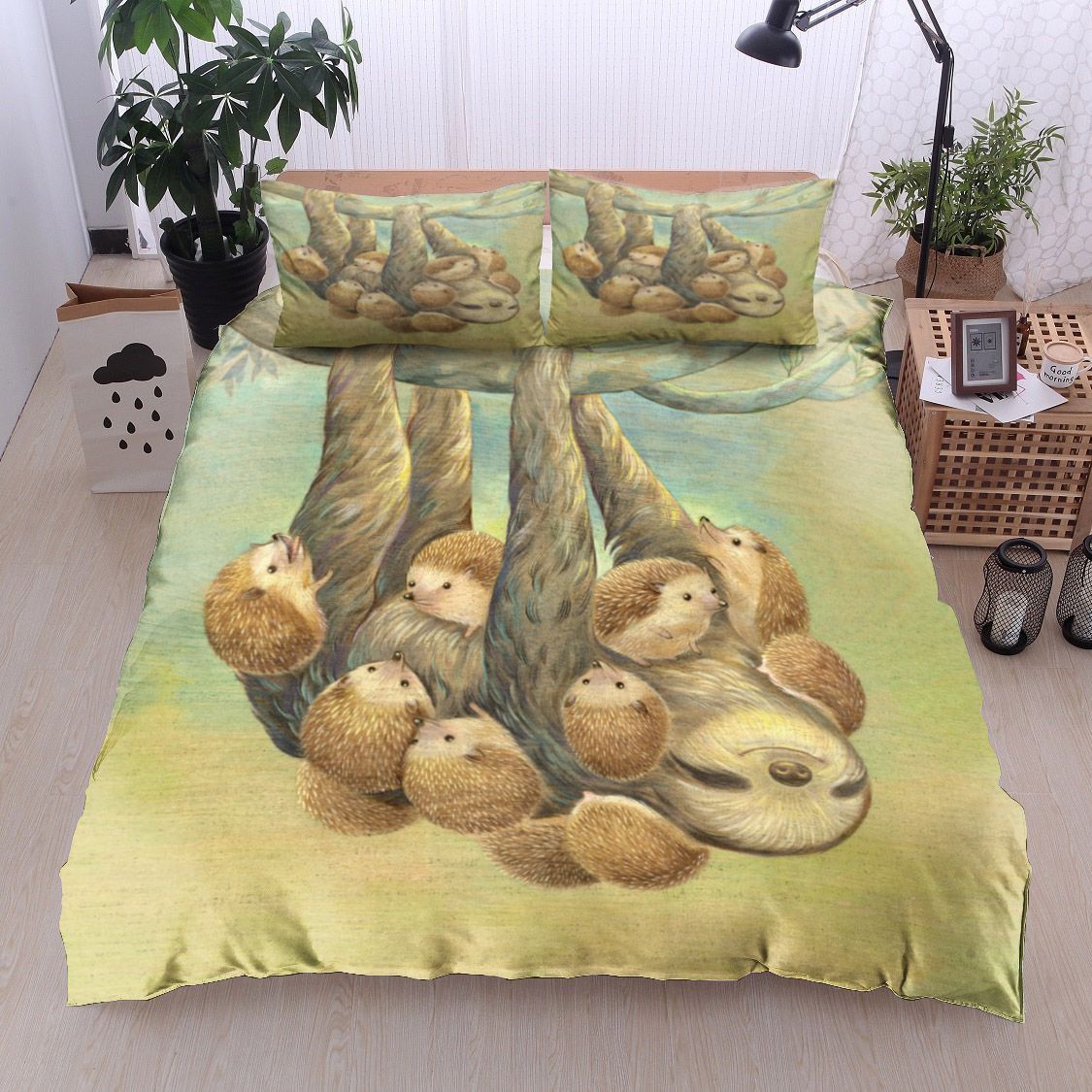Sloth Covered With Hedgehogs Bedding Set