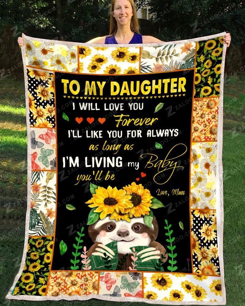 Sloth – Daughter – I Will Love You Forever Fleece Blanket