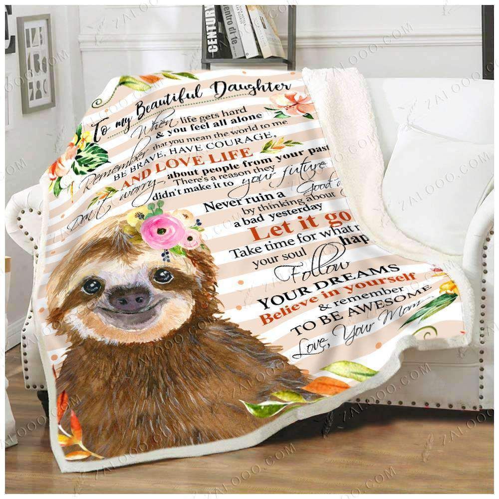 Sloth – Daughter – Remember To Be Awesome Fleece Blanket