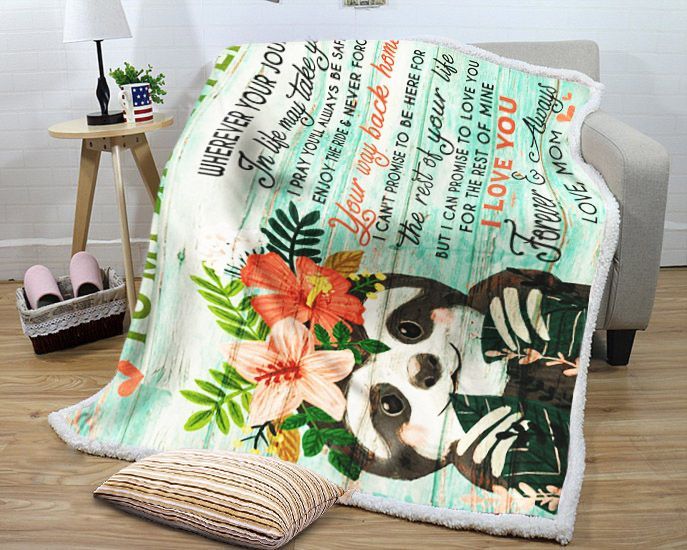 Sloth Daughter Wherever Your Journey In Life May Take You Sherpa Fleece Blanket
