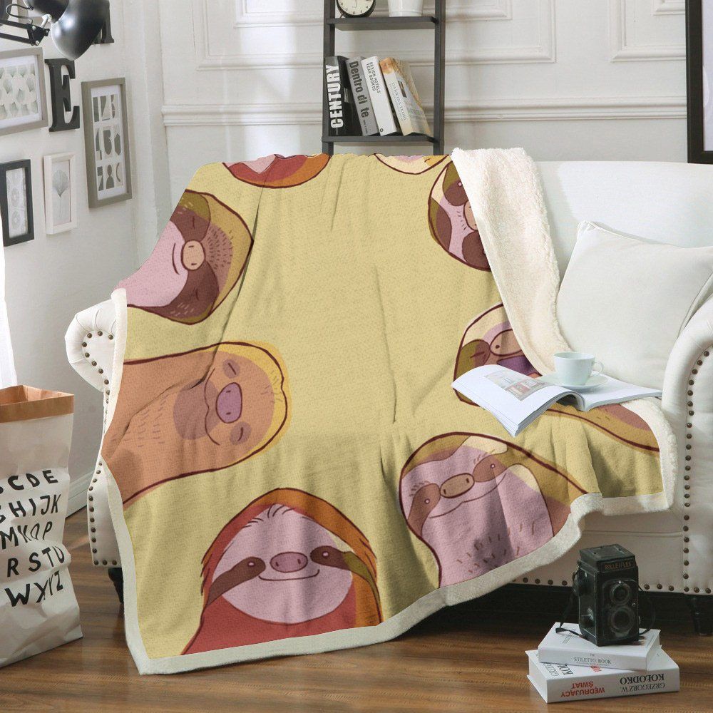 Sloth Sherpa Fleece Blanket