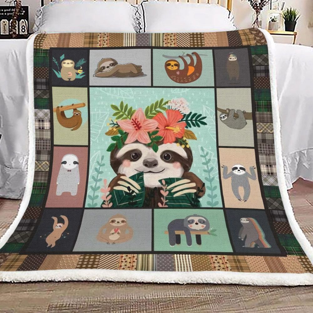 Sloth Sherpa Fleece Blanket