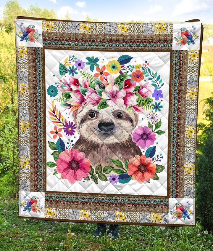 Sloth Flowers DTC2311710 Quilt Blanket