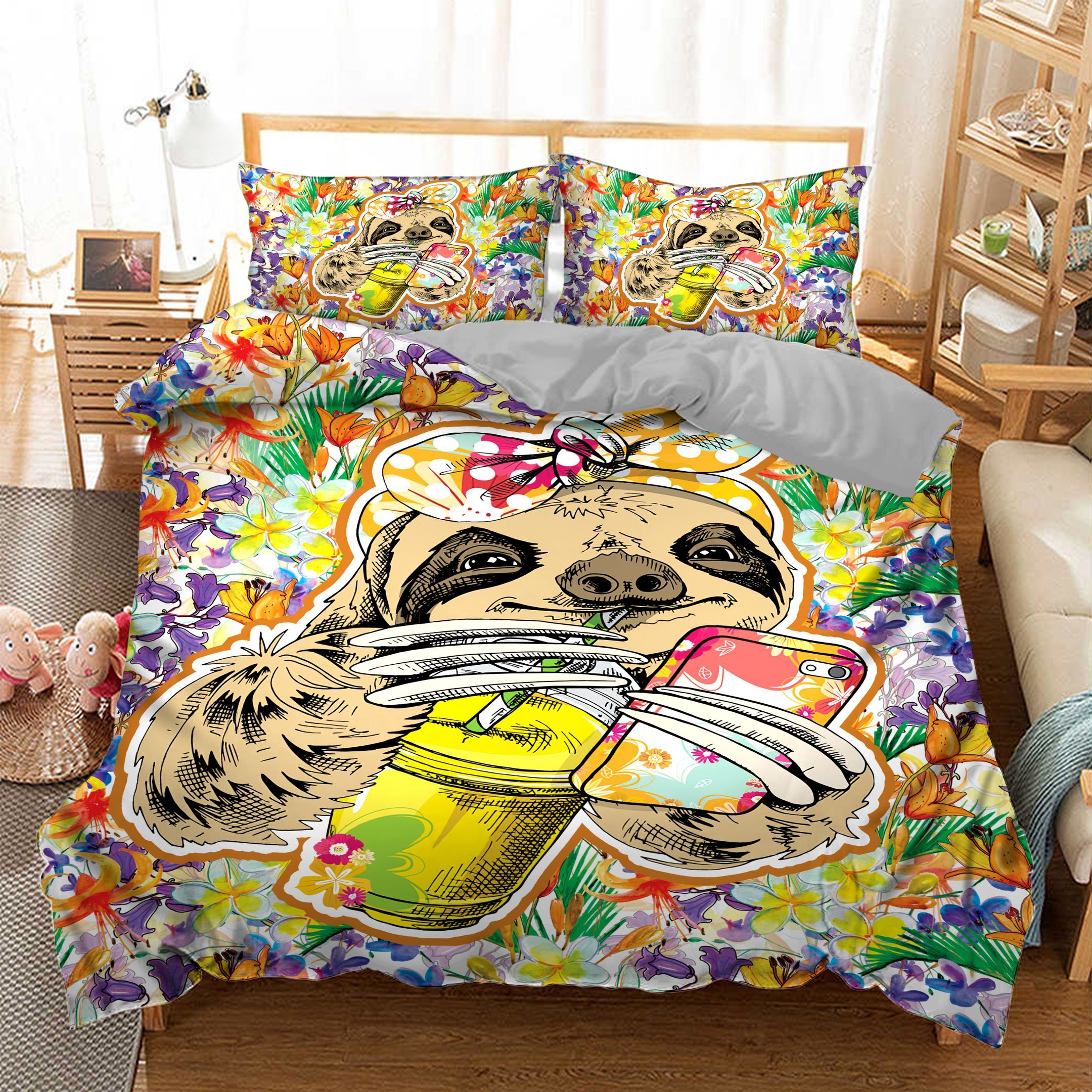 Sloth Girl Bedding Set