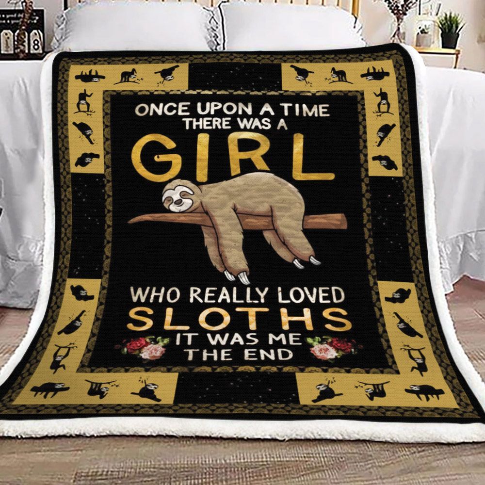 Sloth Girl Sherpa Fleece Blanket