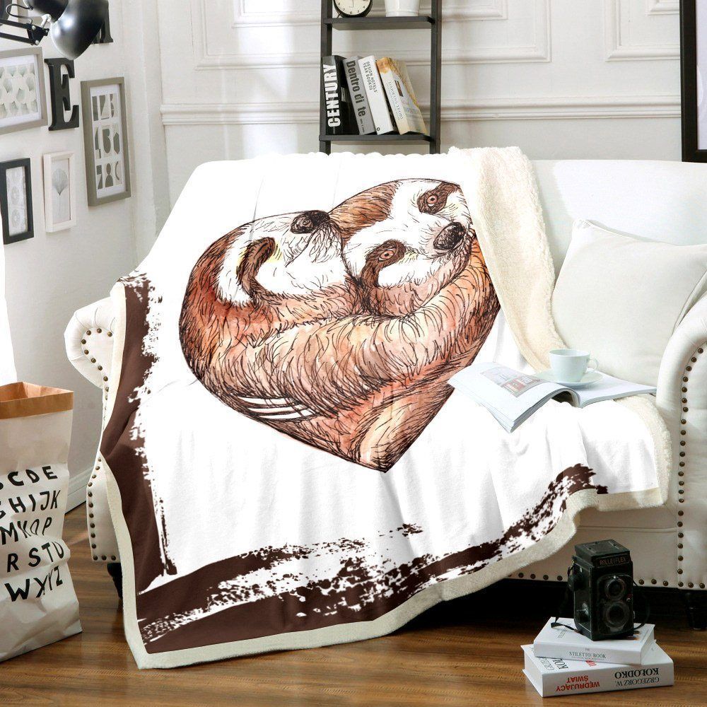 Sloth Heart Sherpa Fleece Blanket