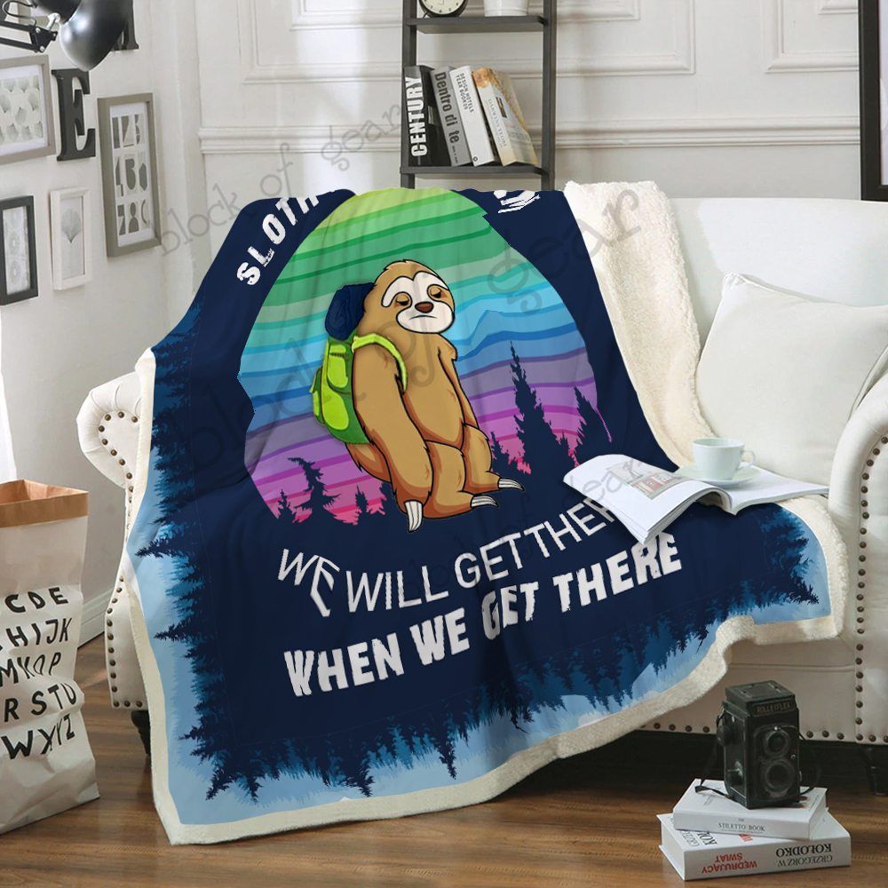Sloth Hiking Team Sherpa Fleece Blanket