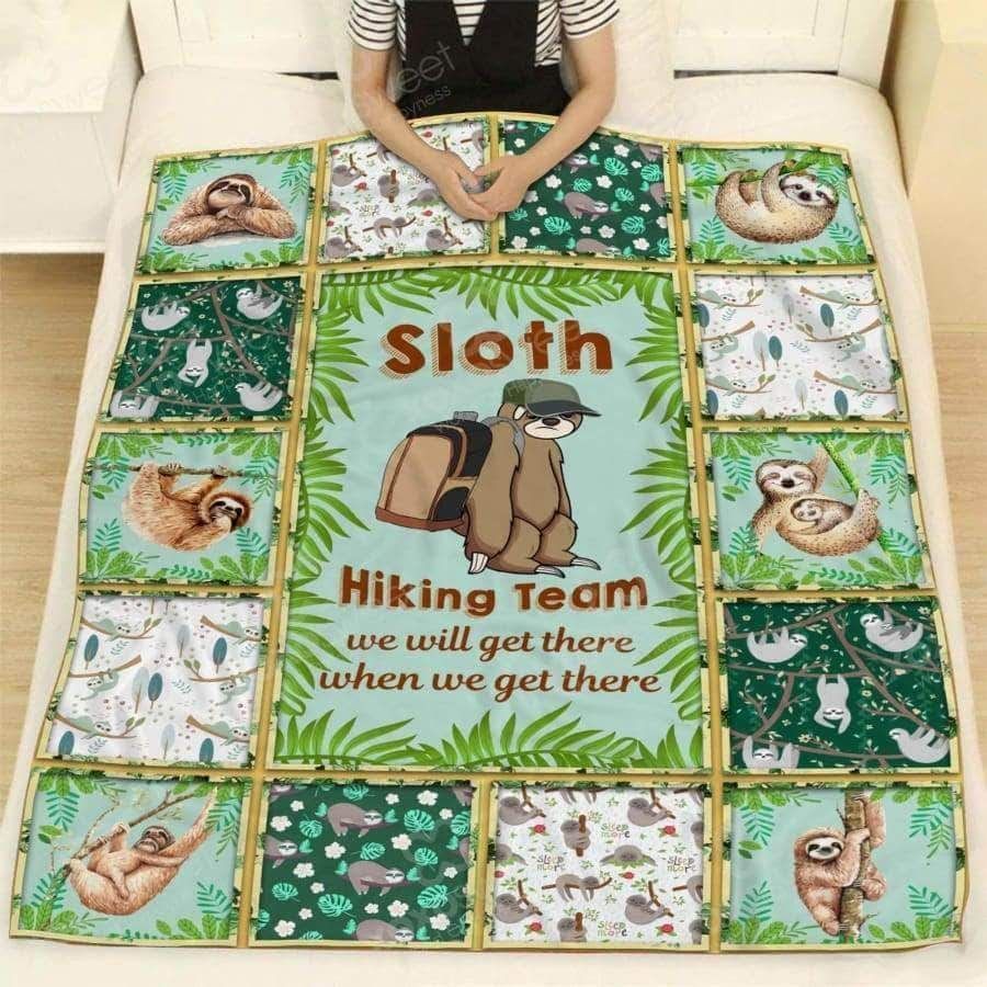 Sloth Hiking Team Sherpa Fleece Blanket