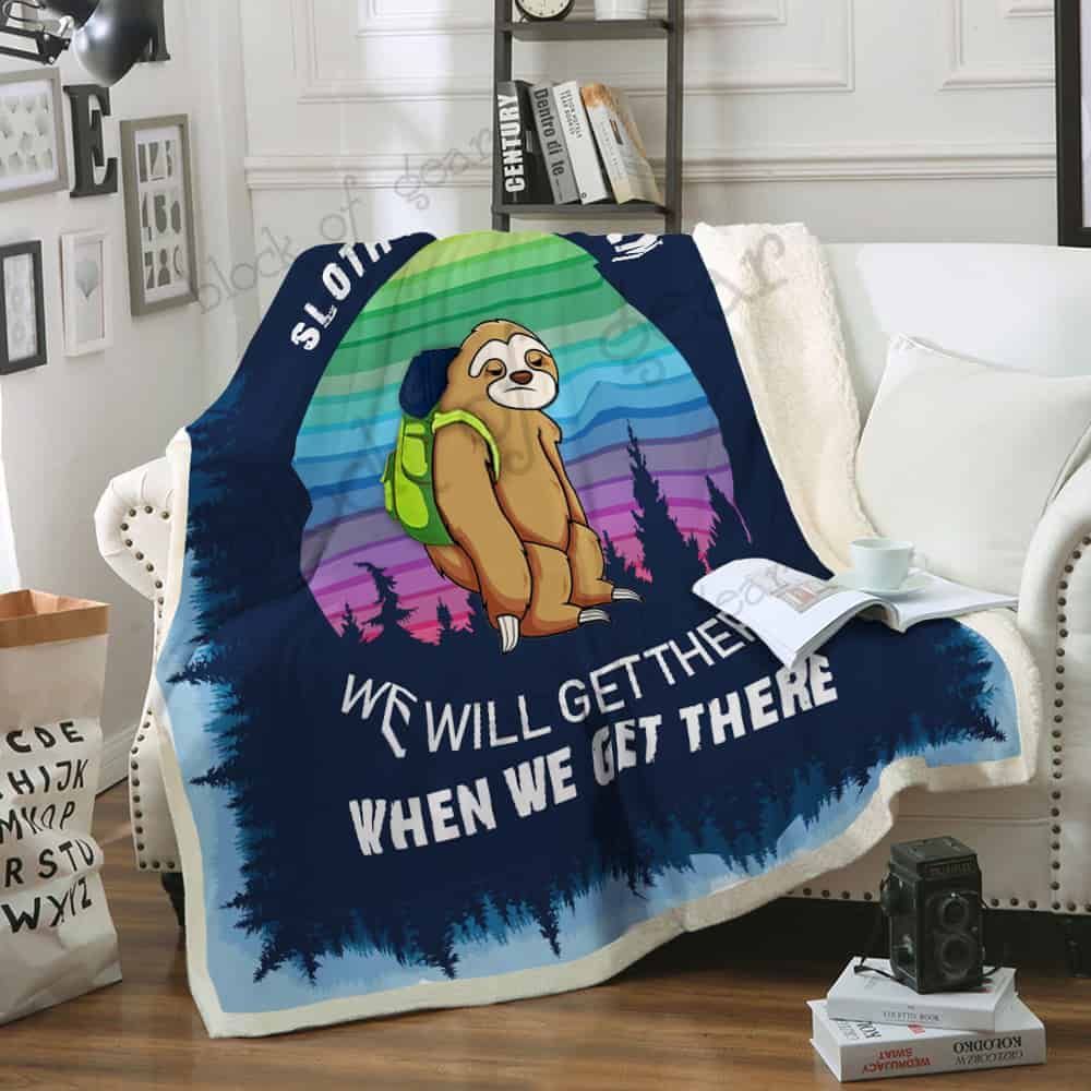 Sloth Hiking Team Fleece Blanket