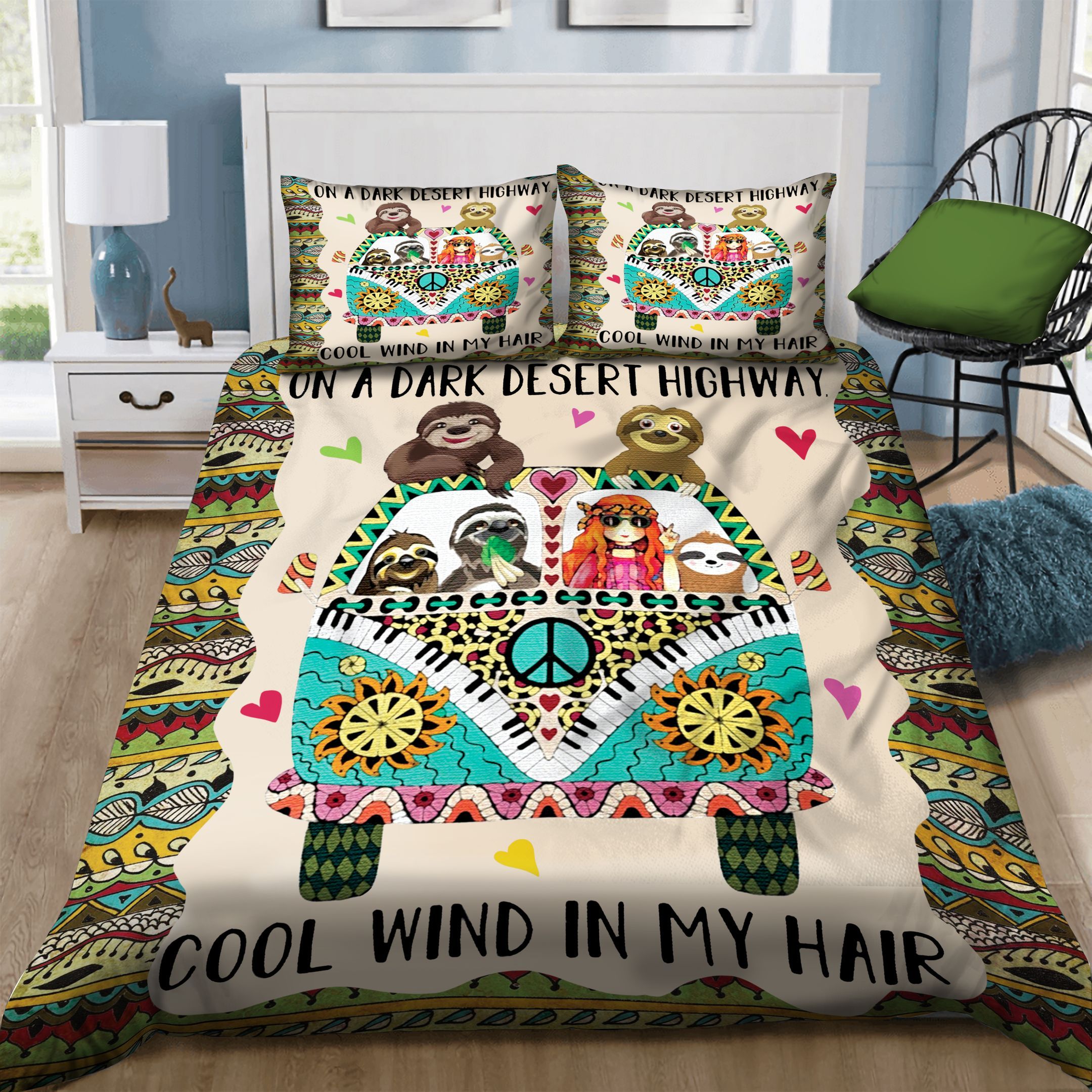 Sloth Hippie Bedding Set