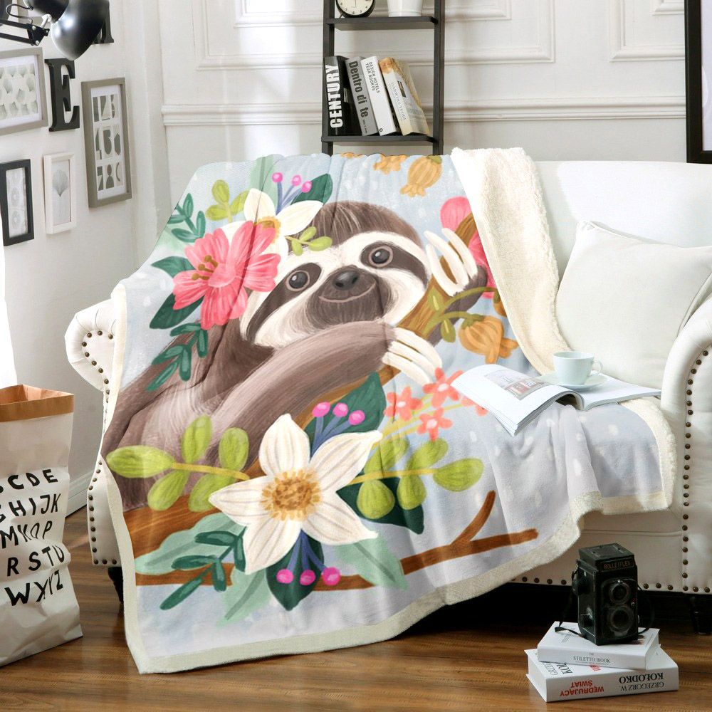 Sloth Sherpa Fleece Blanket