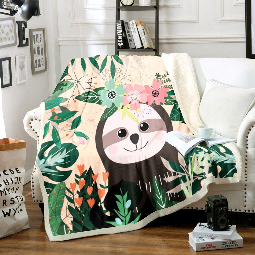 Sloth Sherpa Fleece Blanket