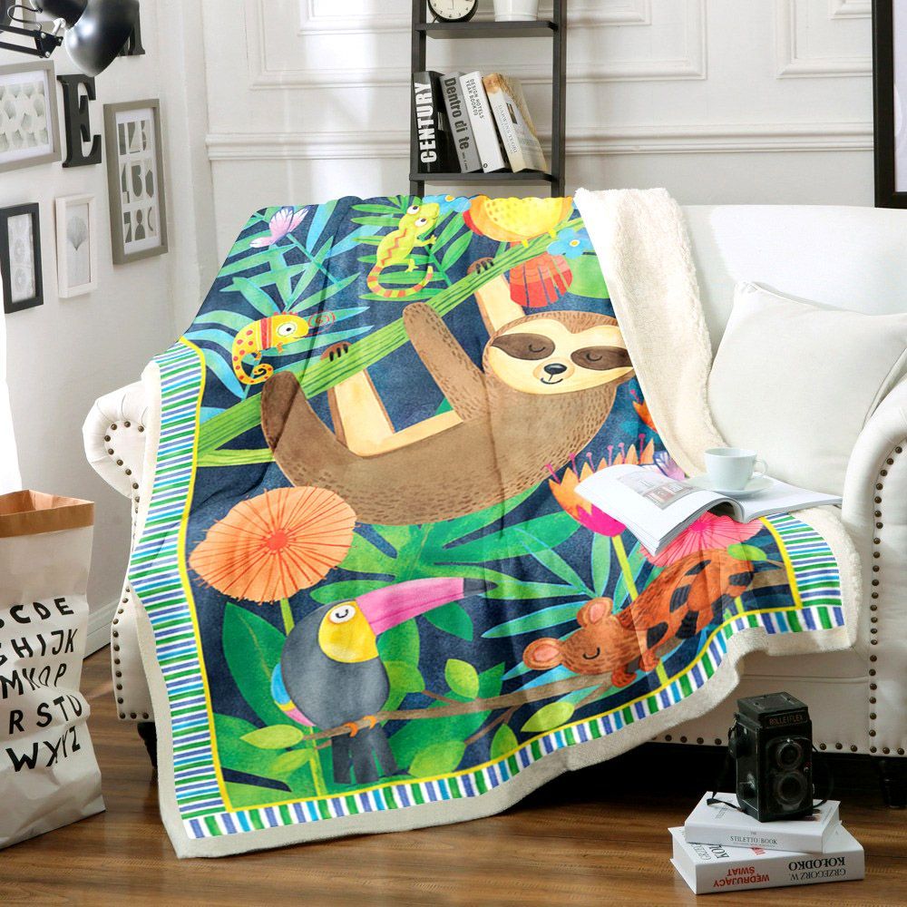 Sloth Sherpa Fleece Blanket