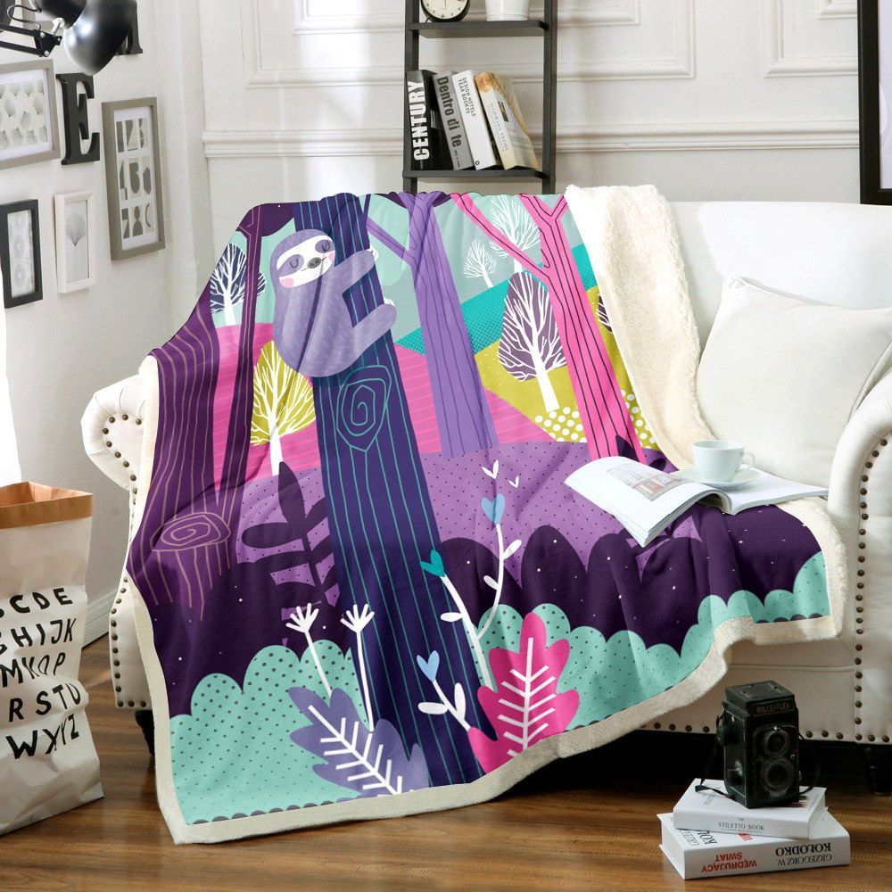 Sloth Sherpa Fleece Blanket