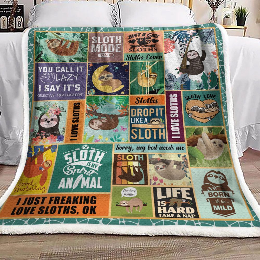Sloth Sherpa Fleece Blanket