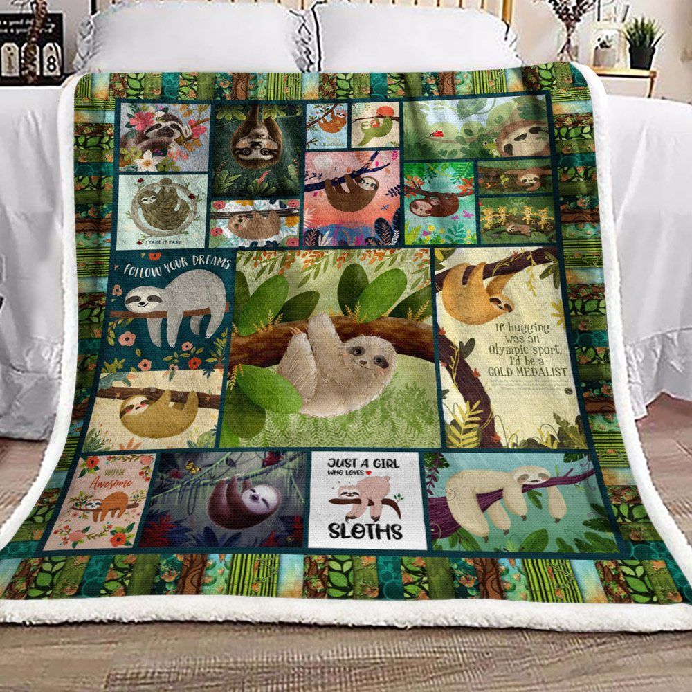 Sloth Sherpa Fleece Blanket