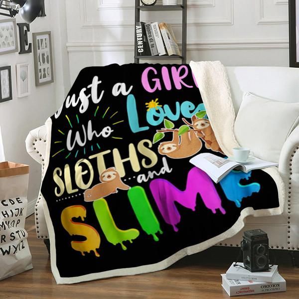 Sloth Just A Girl Sherpa Fleece Blanket