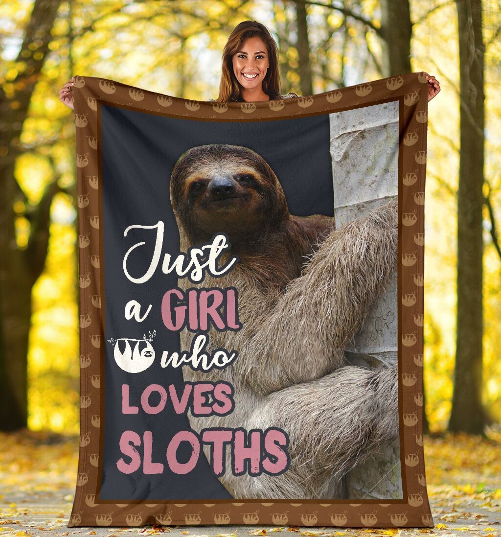 Sloth Just A Girl Who Loves Sherpa Fleece Blanket