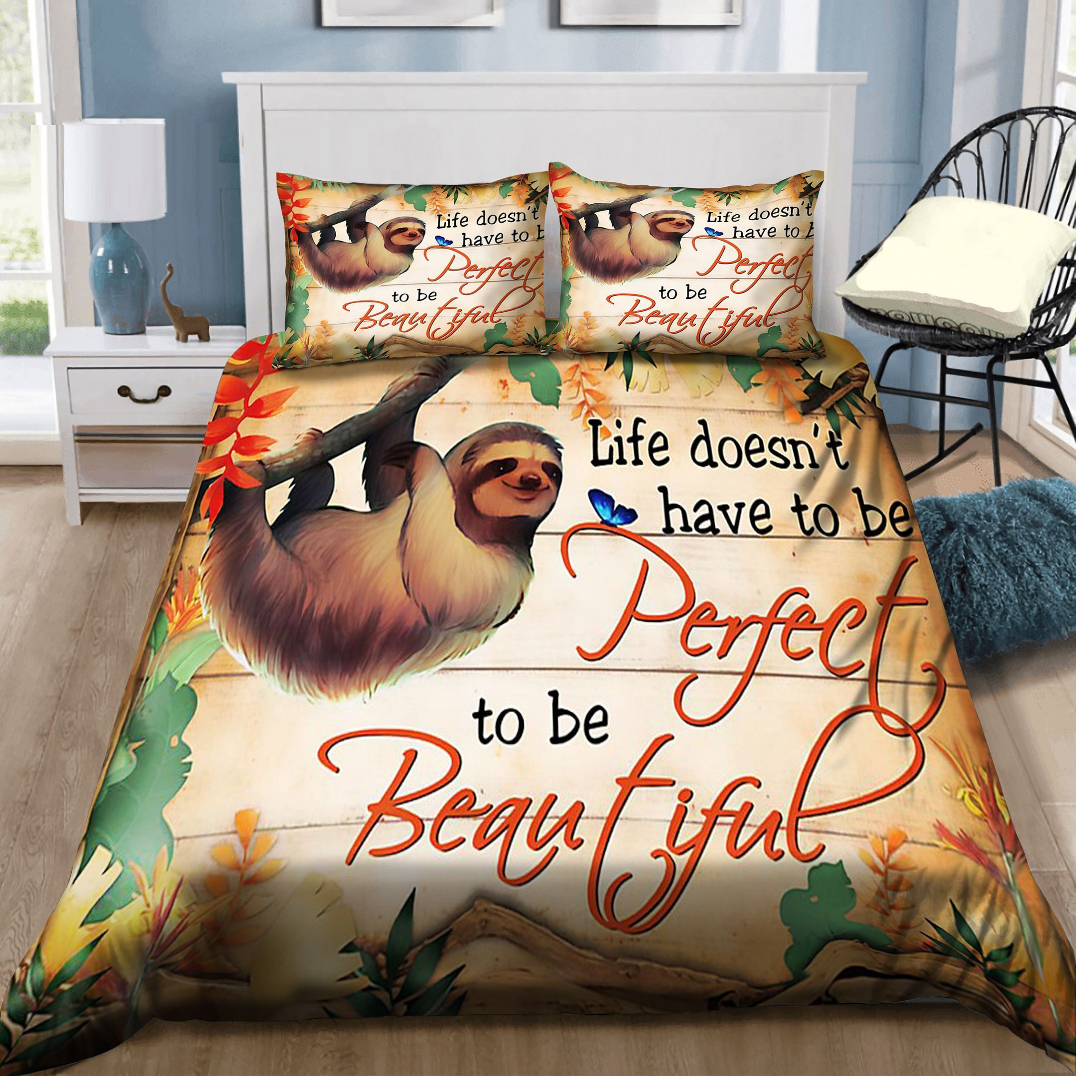 Sloth Life Doesnt Have To Be Perfect Bedding Set