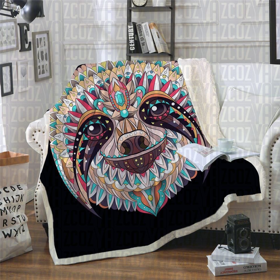 Sloth Mandala Sherpa Fleece Blanket