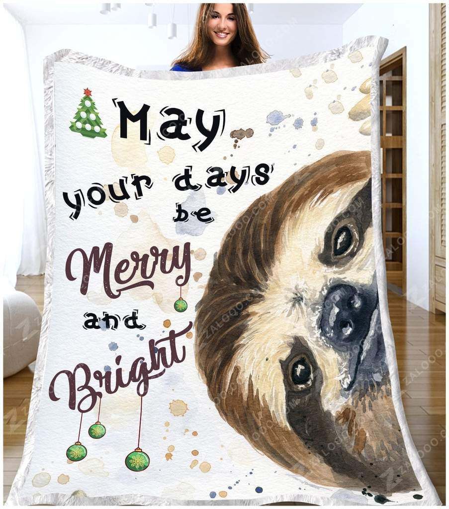 Sloth – May Your Days Be Merry And Bright Fleece Blanket