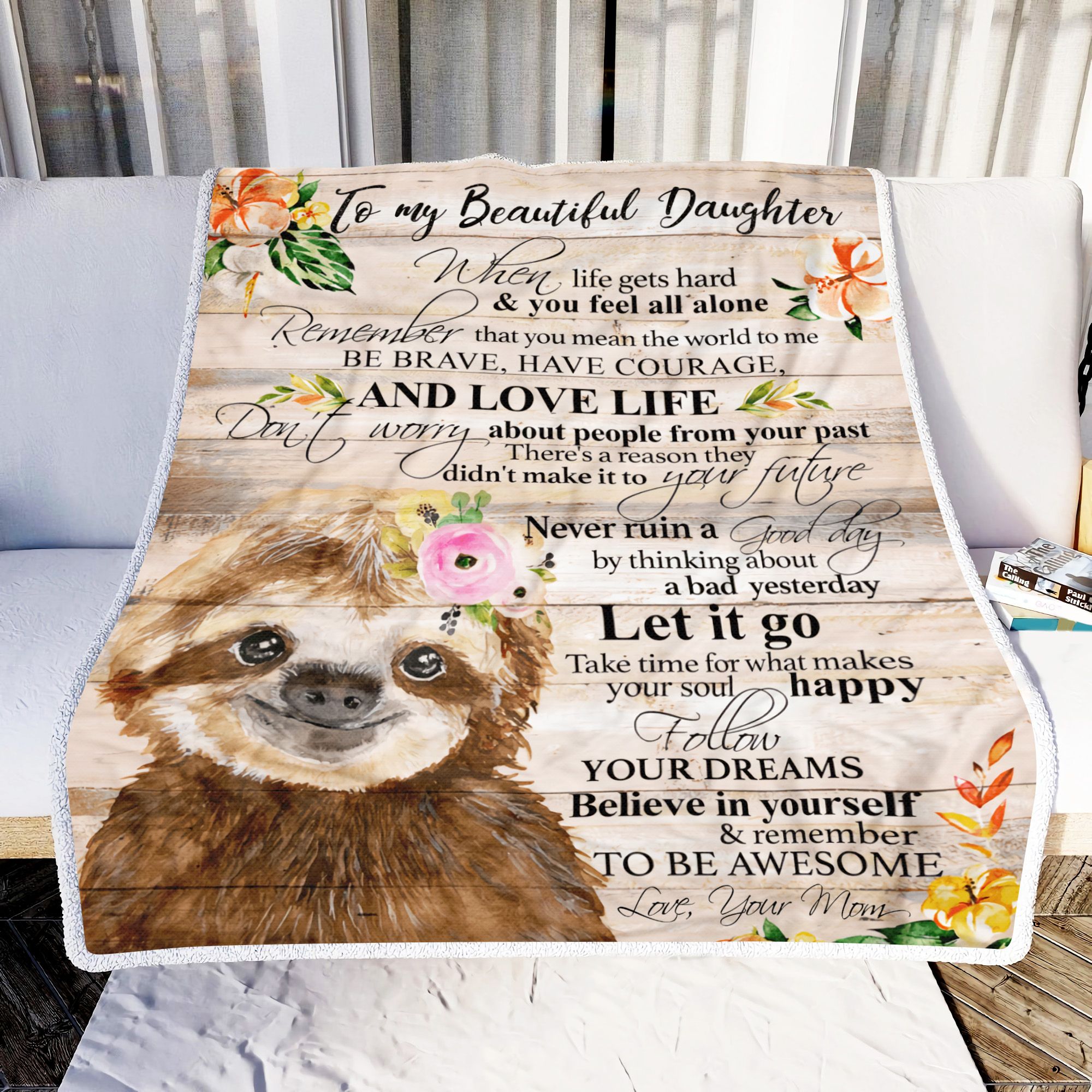 Sloth Mom To My Beautiful Daughter Fleece Blanket