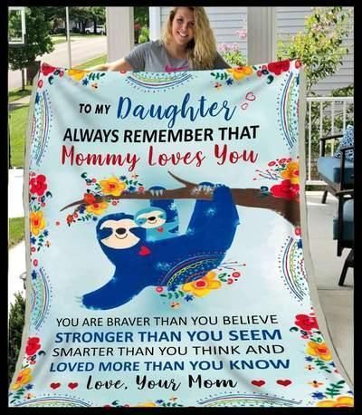 Sloth Mommy Loves You Sherpa Fleece Blanket