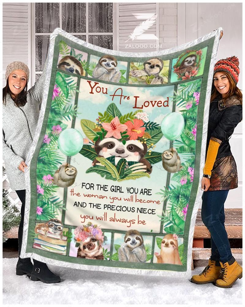 Sloth Niece For The Girl Sherpa Fleece Blanket