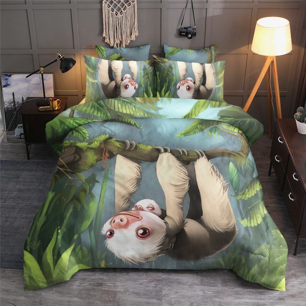 Sloth Cotton Bed Sheets Spread Comforter Bedding Set