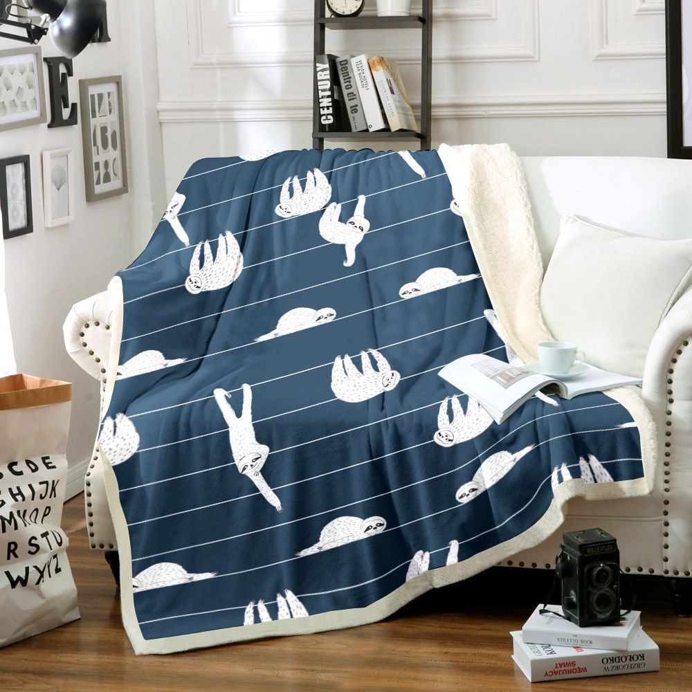 Sloth Sherpa Fleece Blanket