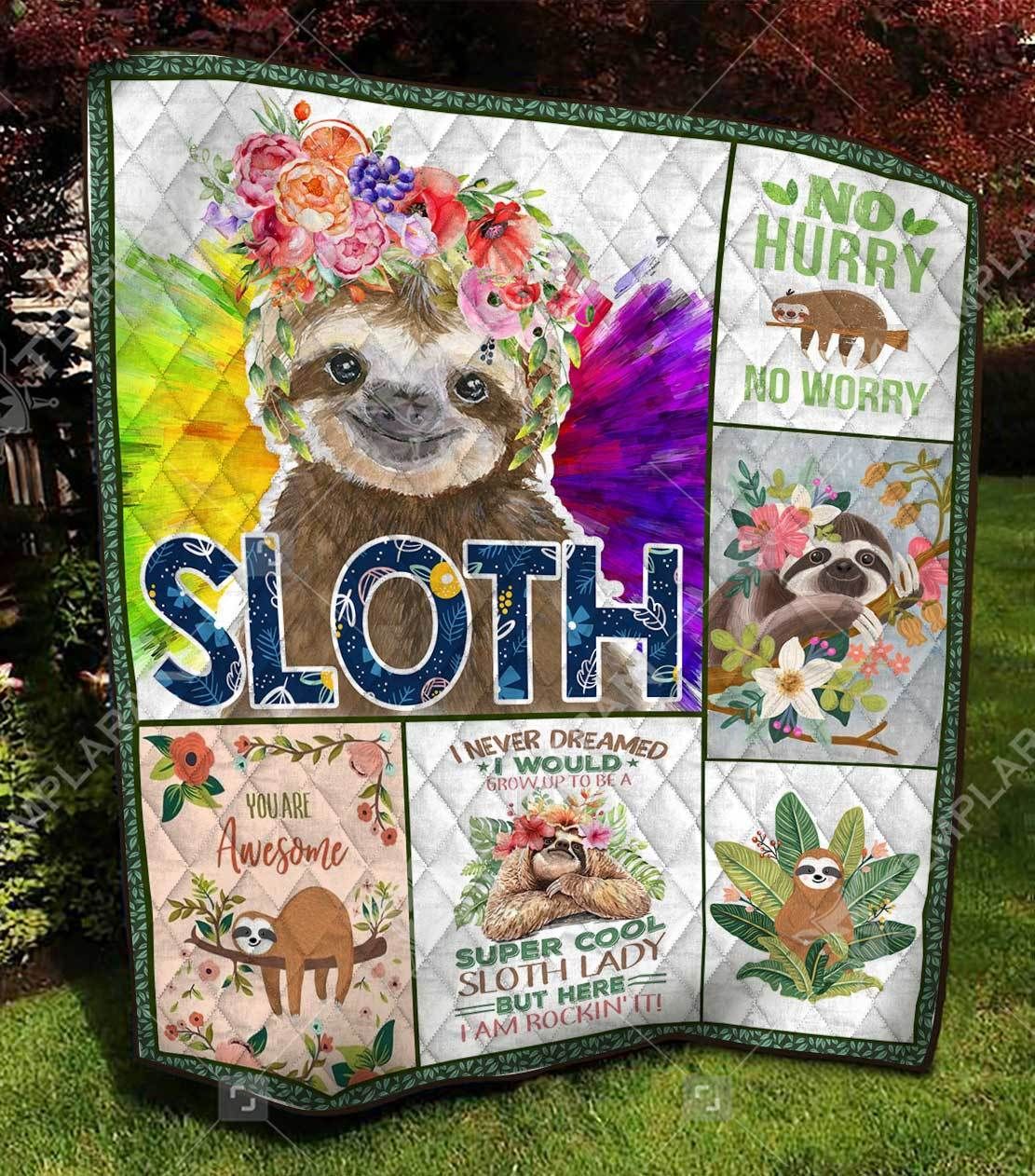 Sloth No Hurry No Worry Quilt Blanket DHC31121082TD