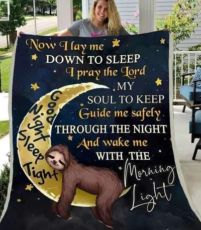 Sloth Now I Lay Sherpa Fleece Blanket