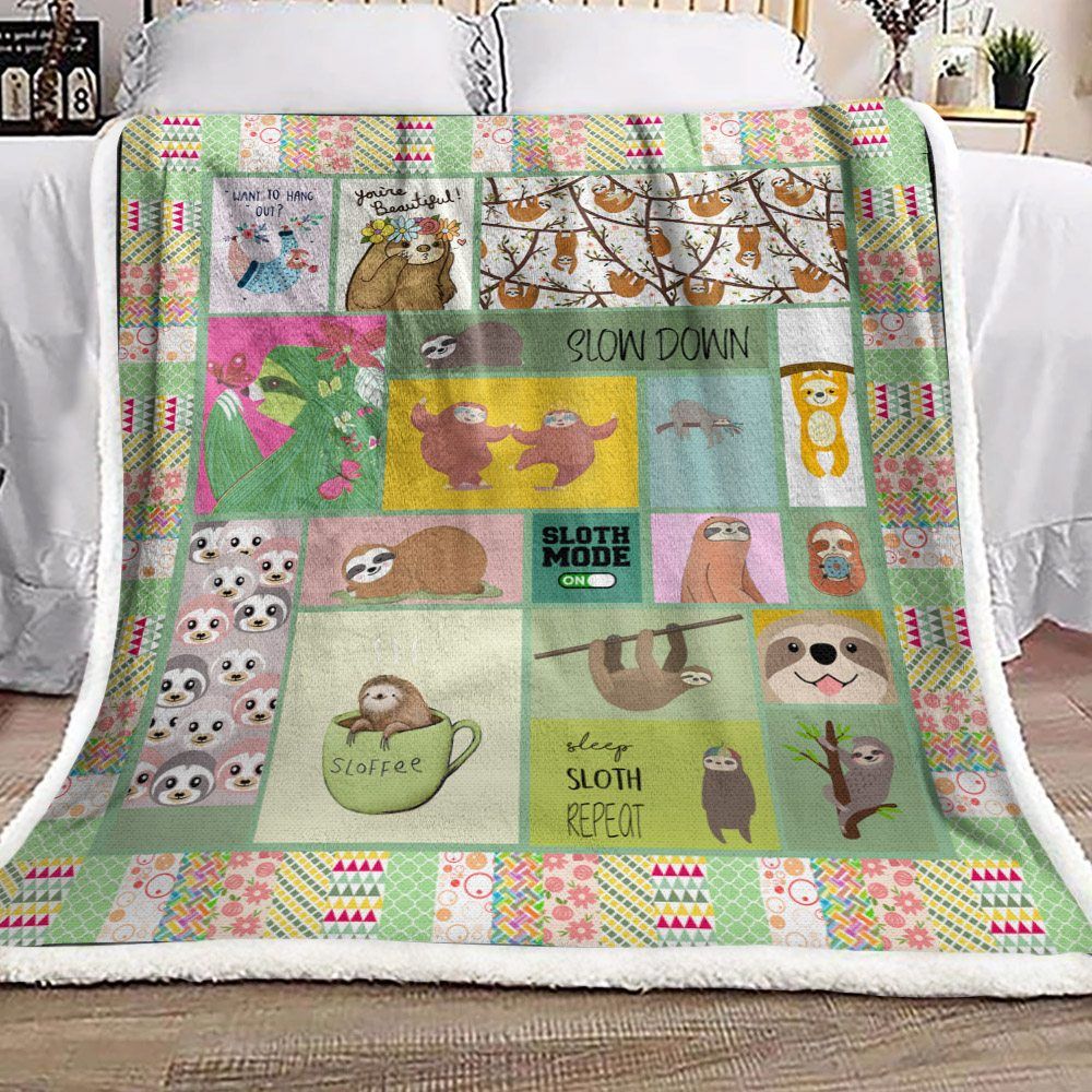 Sloth Sherpa Fleece Blanket