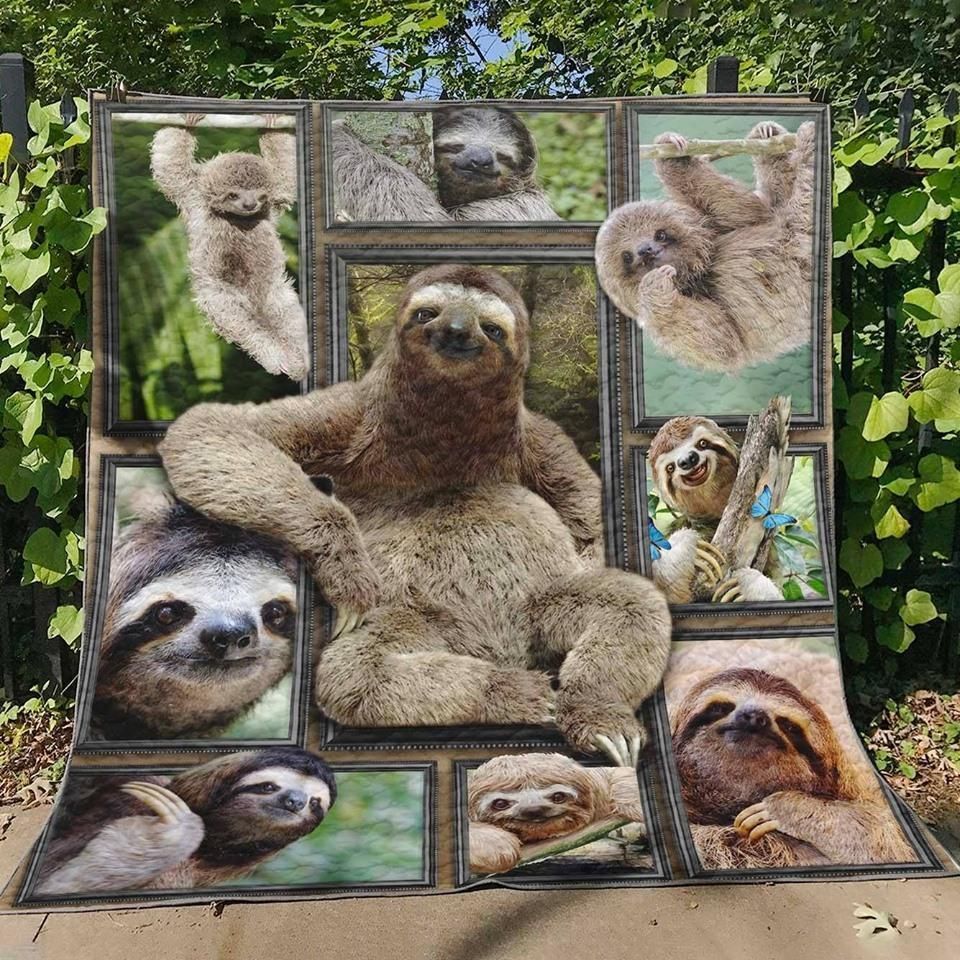 Sloth Pattern Sherpa Fleece Blanket