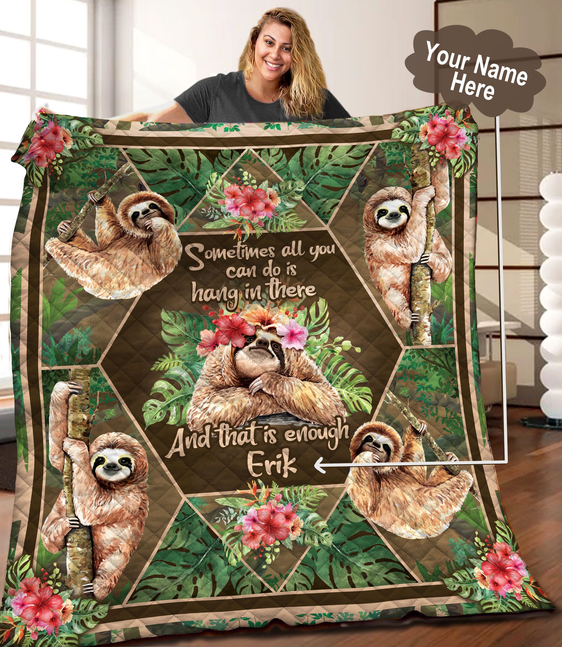 Sloth Personalized Quilt Blanket C9B050602TA