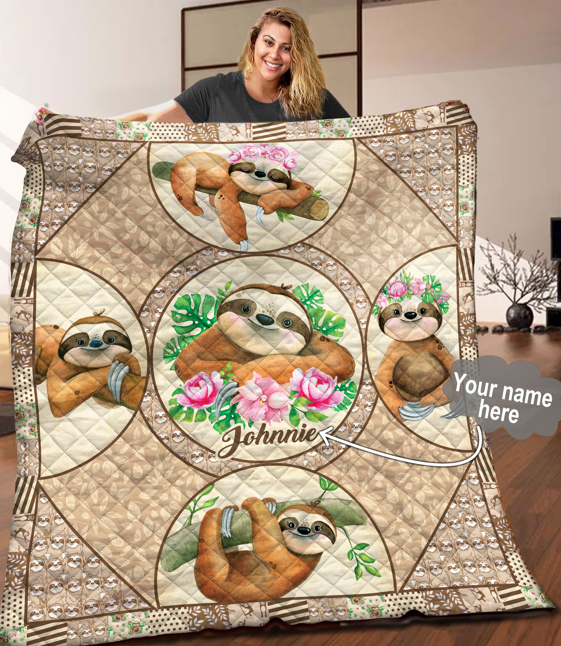 Sloth Personalized Quilt Blanket C9B090601TA