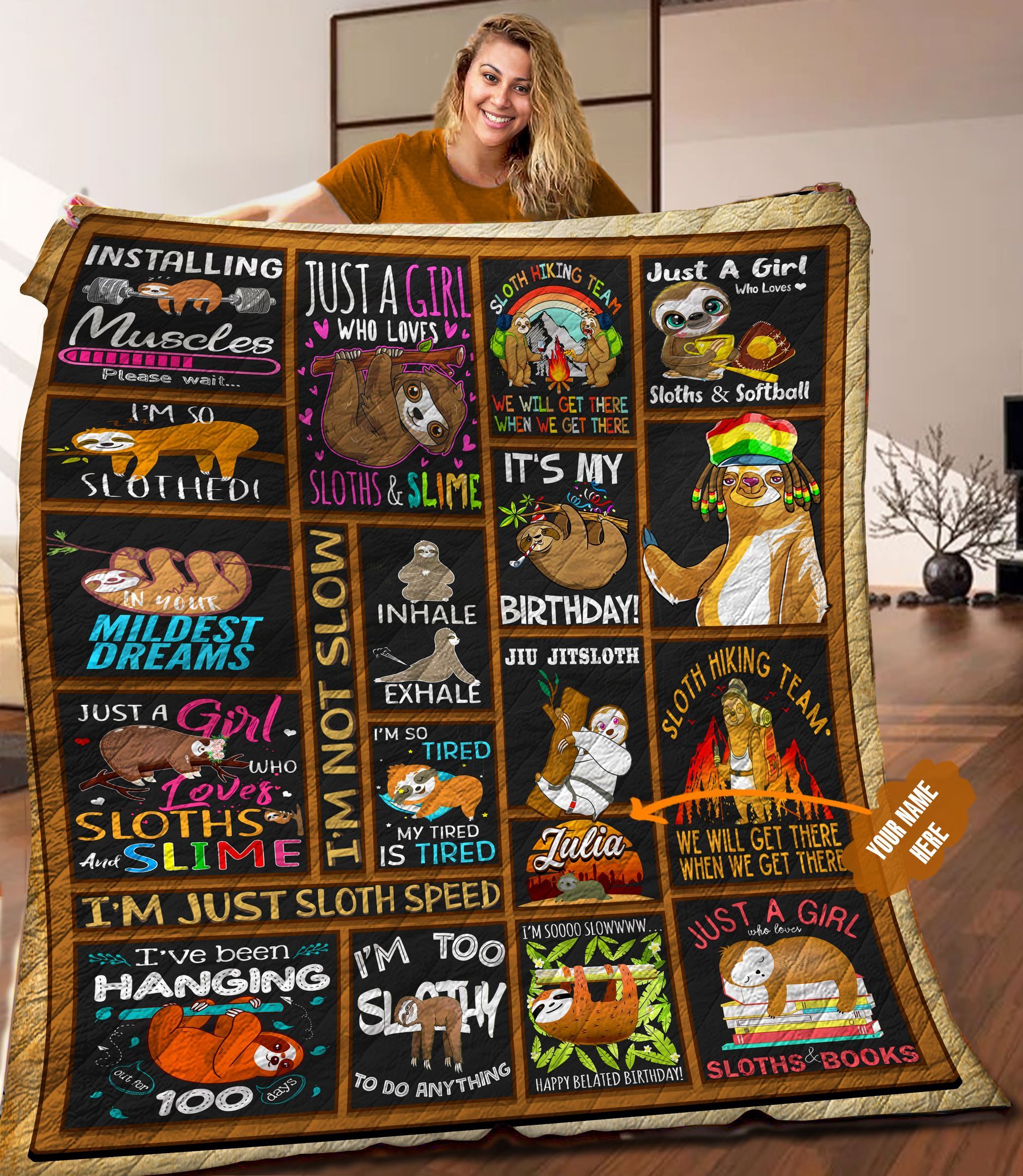 Sloth Personalized Quilt Blanket LML110611HT