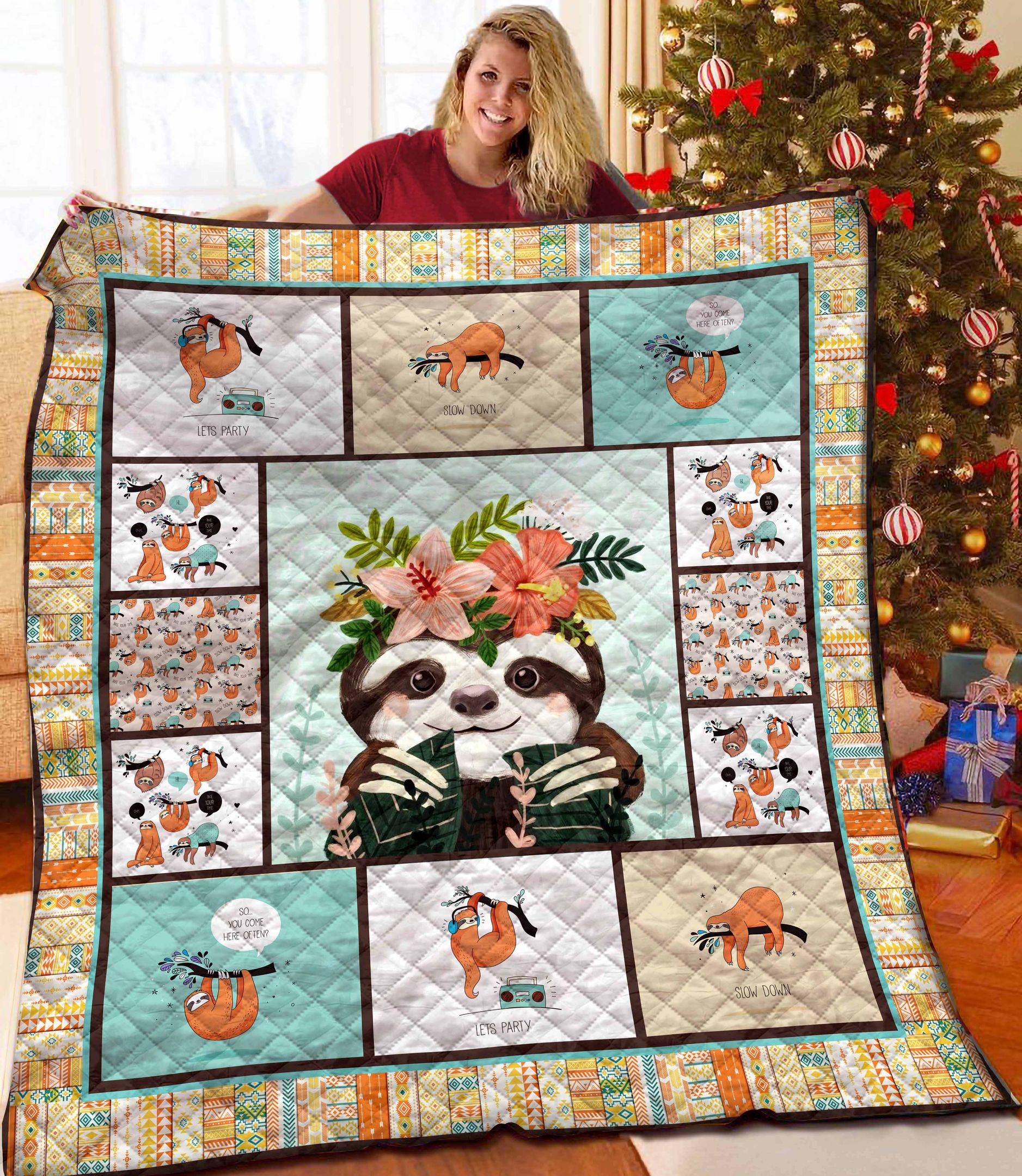 Sloth Quilt Blanket BBB241009HT