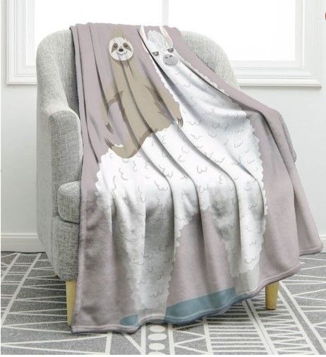 Sloth Riding Llama Sherpa Fleece Blanket