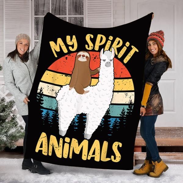 Sloth Riding Llama Sherpa Fleece Blanket