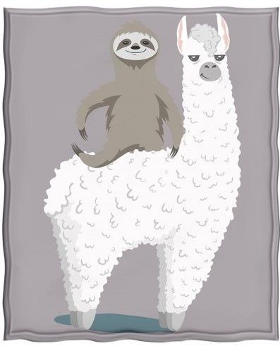 Sloth Riding Llama Sherpa Fleece Blanket