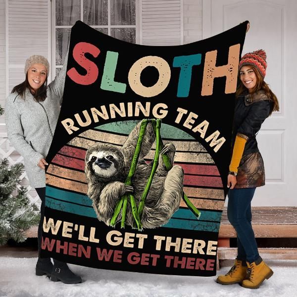 Sloth Running Team Sherpa Fleece Blanket
