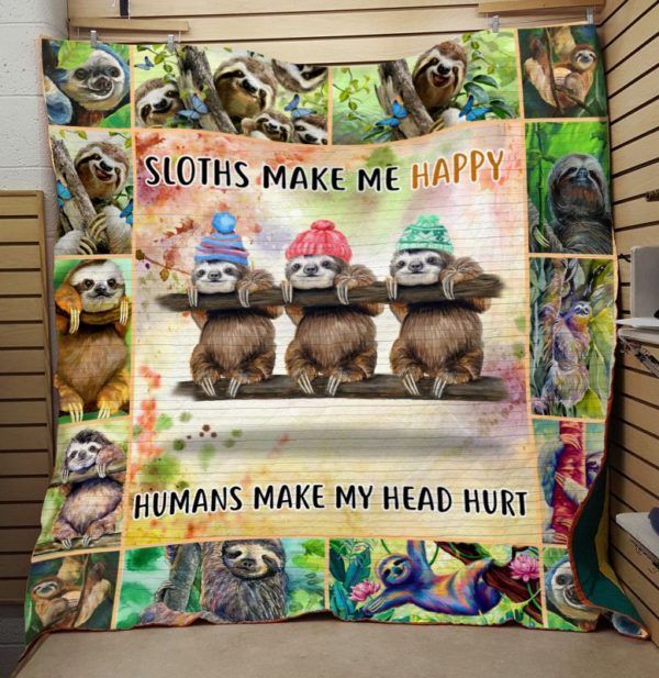 Sloth Sloth Make Me Happy GS-CL-DT0107 Quilt Blanket