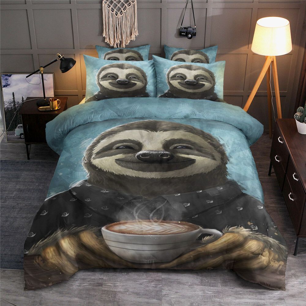 Sloth Smiling Coffee Bedding Set