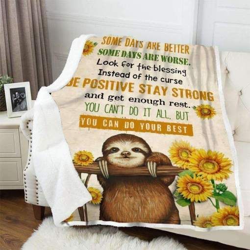 Sloth Some Days Sherpa Fleece Blanket