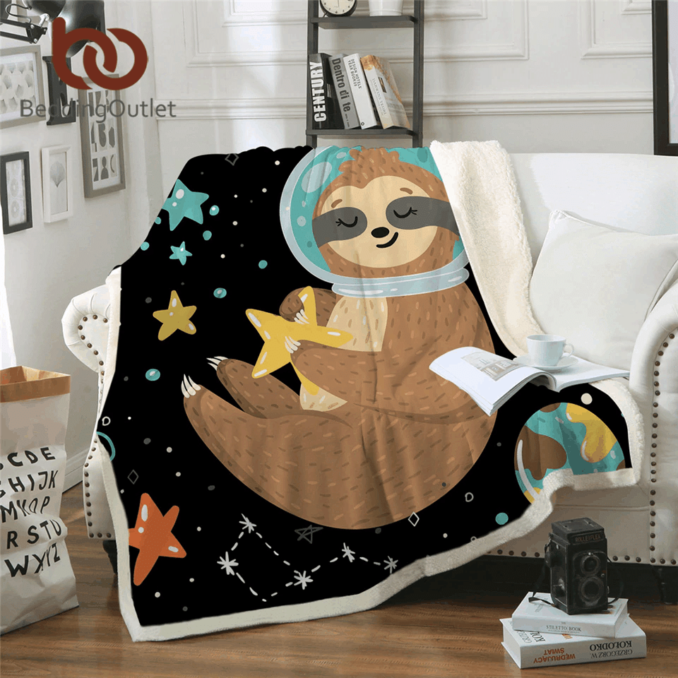 Sloth Star Universe Sherpa Fleece Blanket