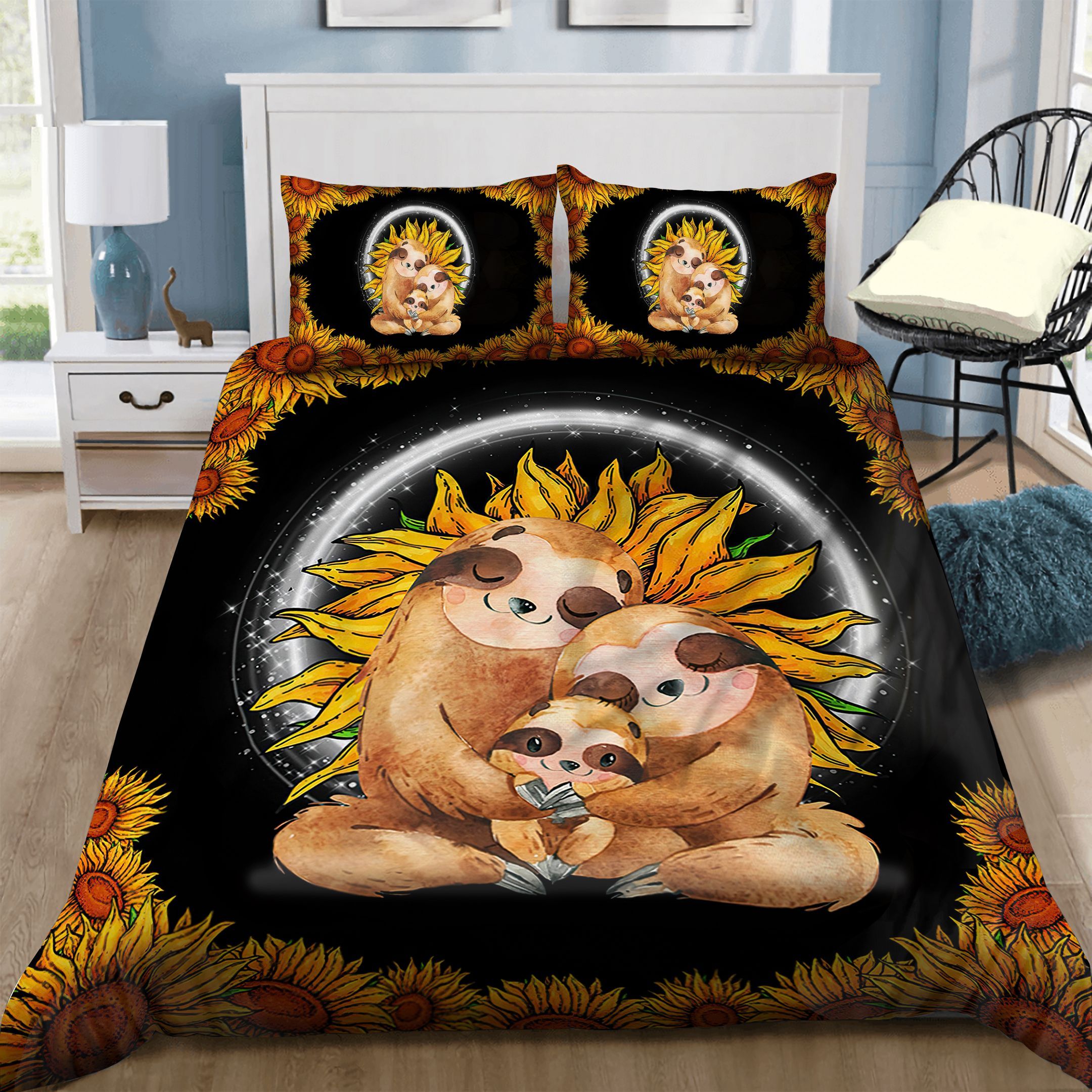 Sloth Sunflower Bedding Set
